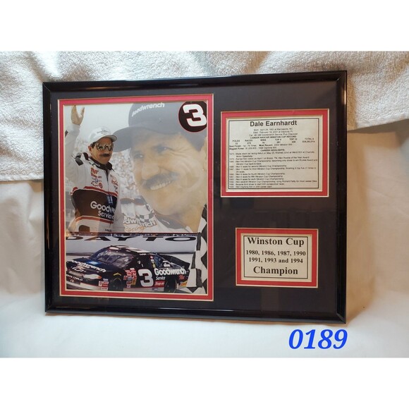 Dale Earnhardt  7 Time Winston Cup Champion Framed Photo w/Career Record - 0189 - Picture 1 of 6